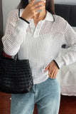 Mesh Knit Collared Polo Top