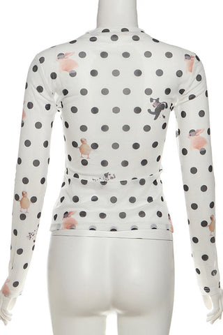 Playful Polka Dot Mesh T-Shirt