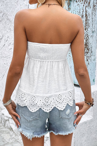 Eyelet Trim Strapless Tank