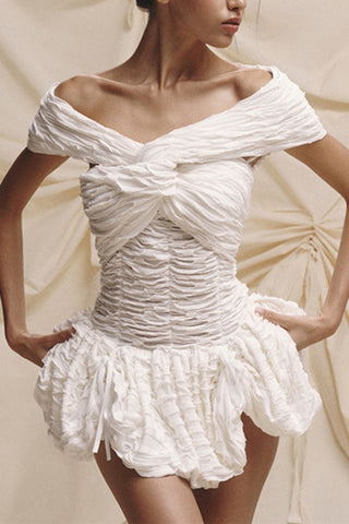 Off-Shoulder Ruched Mini Dress