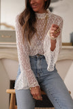 Sheer Lace Mock Neck Blouse