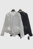 Ruffle-Trim Button-Up Blouse