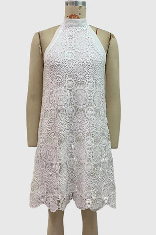 Lace Overlay Sleeveless Dress