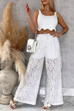 Lace Wide-Leg Casual Pants