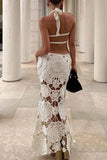 Elegant Crochet Cut-Out Dress