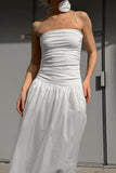 Strapless Ruched Casual Dress