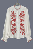 Patterned Button-Front Blouse