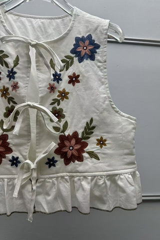 Floral  Tie-Front Vest