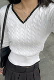 V-Neck Cable Knit Sweater