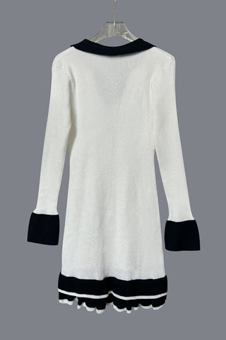 Button-Front Ribbed Dress