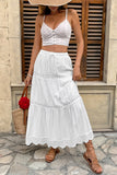Tiered Lace-Trim Casual Skirt