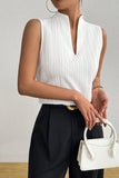 Ribbed High-Neck Sleeveless Top