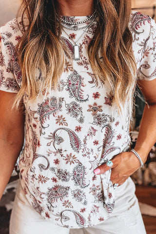 Paisley Print Crewneck T-Shirt