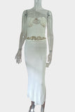Pearl Trim Crop and Skirt Set
