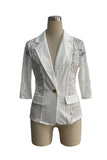 Lace-Trimmed Blazer with Open Front Design