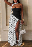 Polka-Dot Halter Maxi Dress