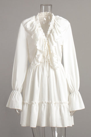 Ruffled V-Neck Casual Dress