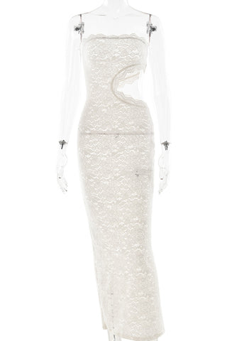 Elegant Lace Strapless Evening Dress