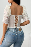 Ruffle Neck Floral Blouse