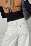 Wide-Leg Frayed Hem Jeans