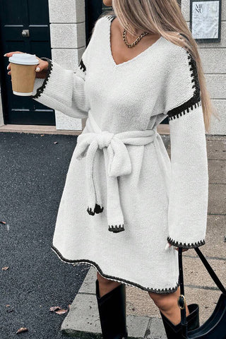 Belted Knit Casual Dress