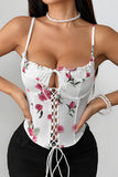 Lace-Up Ruched Camisole Top
