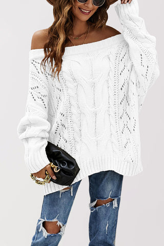 Cable-Knit Off-Shoulder Sweater