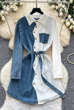 Button-Front Belted Casual Dress