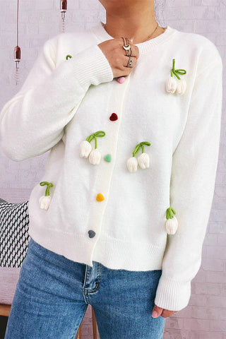 Cherry Embellished Button Cardigan