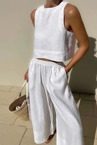 Sleeveless Wide-Leg Pants Set