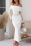 Off-Shoulder Mesh Evening Gown
