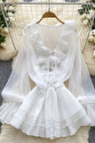 Ruffled Lace-Up Casual Dress