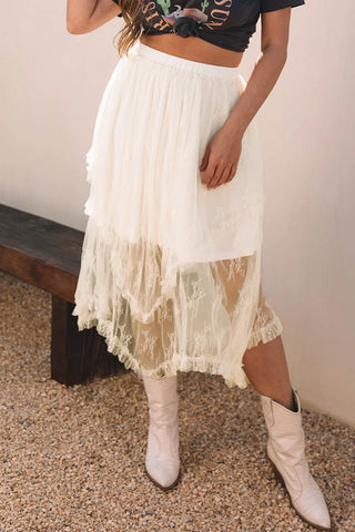 Lace Tiered High Waist Skirt