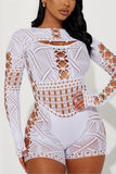 Intricate Patterned Long Sleeve Romper