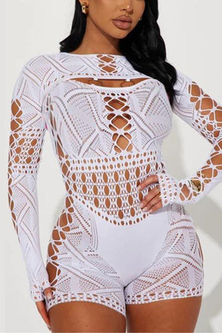 Intricate Patterned Long Sleeve Romper