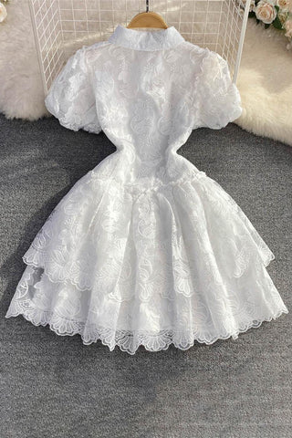 Button-Down Floral Lace Casual Dress