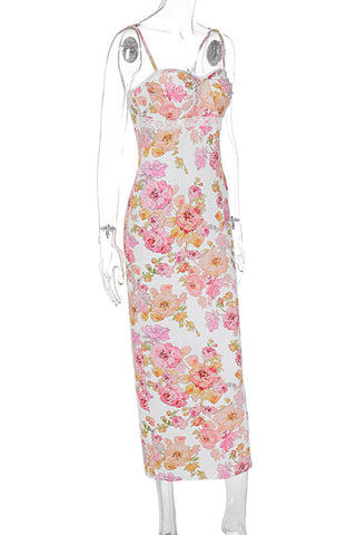 Floral Print Spaghetti Strap Dress