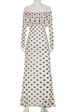 Off-Shoulder Polka Dot Casual Dress