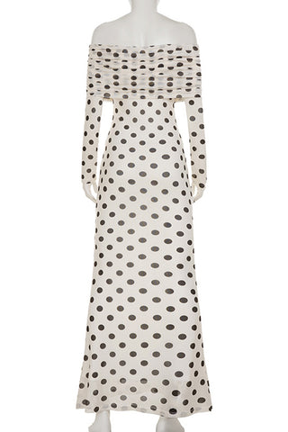 Off-Shoulder Polka Dot Casual Dress
