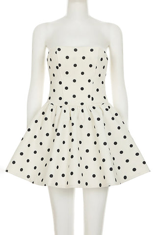 Strapless Polka Dot Casual Dress