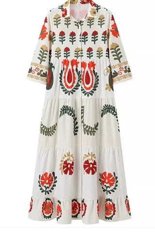 Floral Print Casual Midi Dress