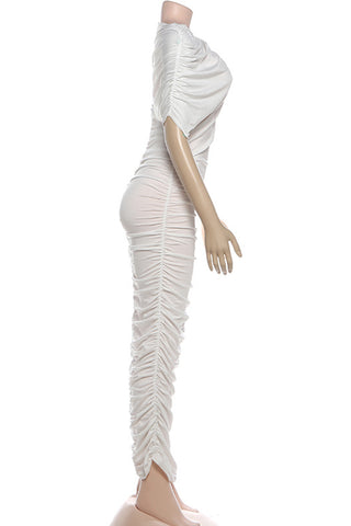 One-Shoulder Ruched Casual Dress