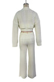 Button-Front Cable Knit Pants Set