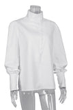 High Collar Button-Up Blouse