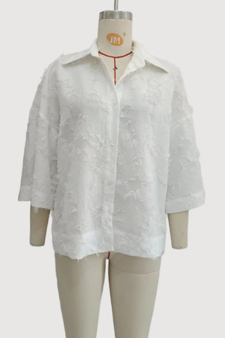 Textured Button-Down Blouse