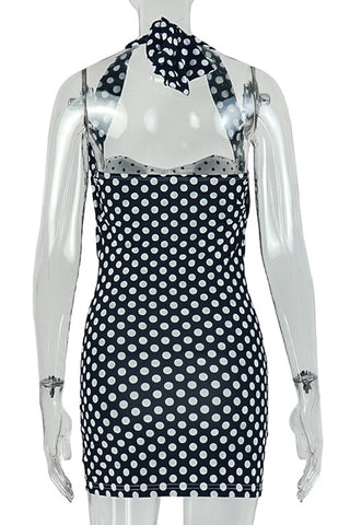 Polka Dot Halter Mini Dress