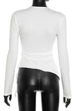 Asymmetrical Wrap Long Sleeve Top