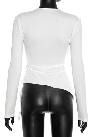 Asymmetrical Wrap Long Sleeve Top