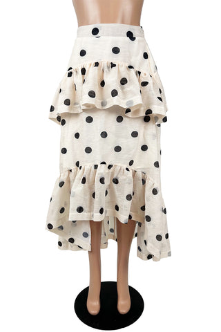 Polka Dot Maxi Skirt with Ruffled Layers