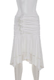Ruched Midi Skirt with Asymmetrical Hem
